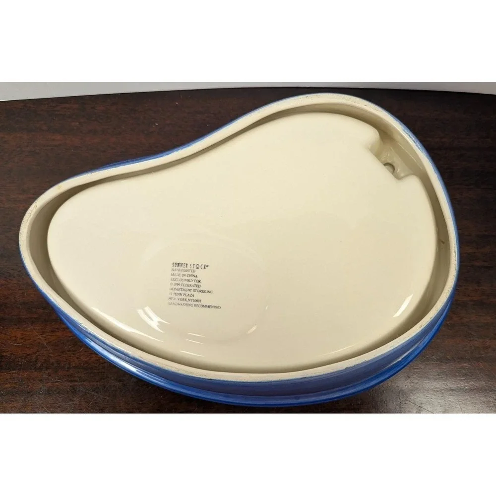 Sonoma Hand Painted Swimming Pool Chip Dip Serving Bowl Beach Couple Float 1999